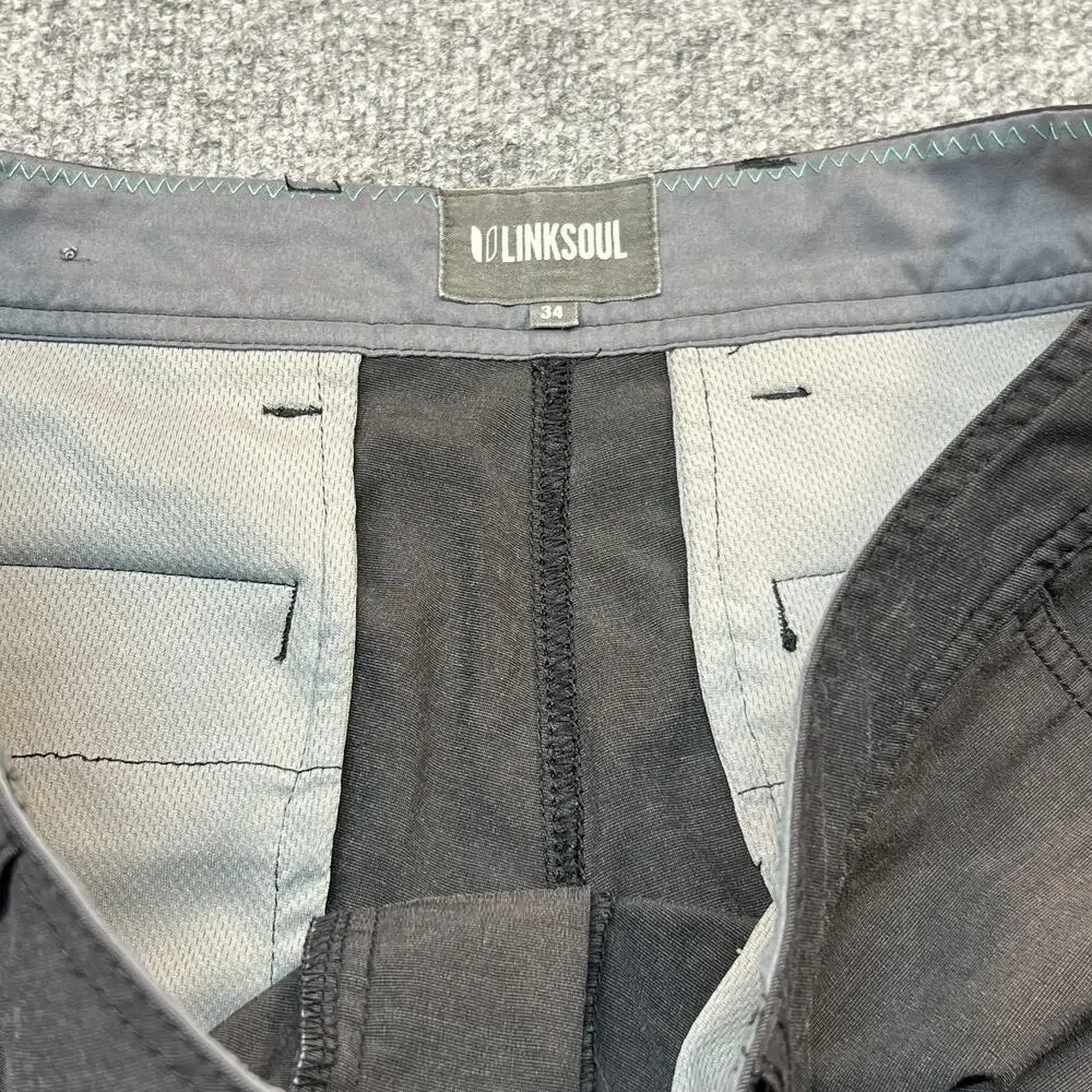 Linksoul Shorts Mens 34 Gray Chino Microfiber Stretch 10 Inch Inseam Golf